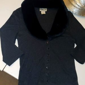 Girls fur trim cardigan